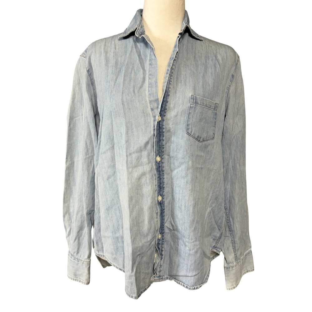Frank & Eileen Shirt Womens XS Blue Chambray Button Up Long Sleeve Eileen USA